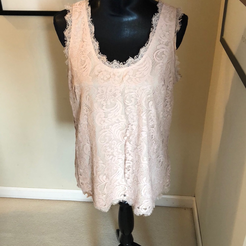 Rose lace tank